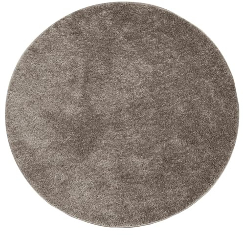 vidaXL Teppich, Wohnzimmerteppich Hochflor Langflor, Moderner Teppich Rund für Wohnzimmer Schlafzimmer, Flauschig Einfarbig rutschfest, Glänzend Grau Ø 80cm