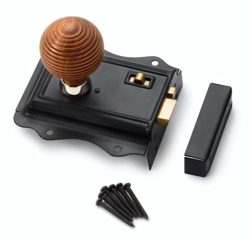 AB Hardware Black Brass Olde Victorian Rim Lock Teak Polished Nickel Beehive Door Knobs