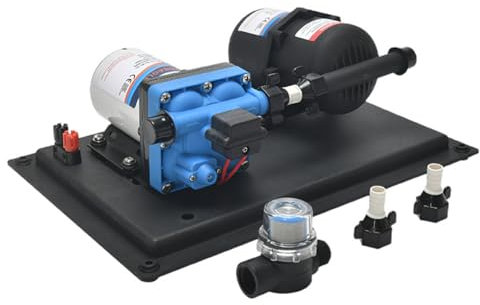 Irishom Pompe à Eau DC 12V 3GPM 11,3 L/Min 55psi, avec Pressostat et Réservoir de Pression, Pompe Auto-amorçante pour Bateau/Remorque de Voyage/Camping-Car/Cuisine/Salle de Bain