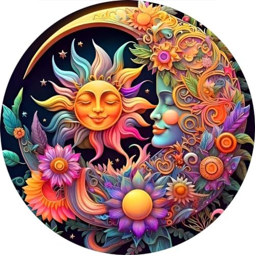 Yiminu.DS Diamond Painting Erwachsene Kinder, 5D Diamont Painting Bilder Diamant Painting Mond Sonne Bastelset Basteln Mädchen, 30CM X 30CM