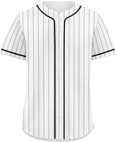Gestreiftes Baseballtrikot für Herren, klassische Passform, atmungsaktiver Stoff, Softball-Trikots Größen Sportshirt, Farbe 7, 3XL