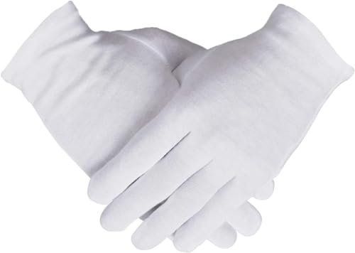 Handschuhe aus 100% Baumwolle, 10 Paar, weiße Baumwollhandschuhe für Frauen, trockene Hände, Ekzeme, Archivierung, Münzen, Schmuck, Inspektionshandschuhe (10 Paar)