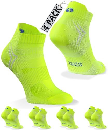 Sesto Senso 4 Pares de Calcetines Amarillo Deportivos Correr Cuartos para Hombre y Mujer Unisex 39-42 Yellow