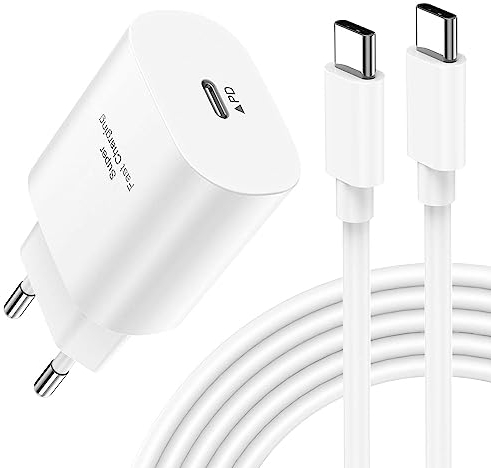 25W Cargador USB C Carga Rapida para Samsung Galaxy S24 Ultra/S23/S22 Ultra/S22+/S21 FE 5G/S20/S10/S9/A52S/A55 5G/A13/Note20, Cargador Samsung Carga Rapida Enchufe Tipo C Charger con 2M Cable