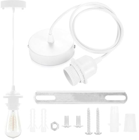 Powice Lampenaufhängung E27 Mit Kabel, 100cm Fassung, Höhenverstellbar für Deckenlampe Wohnzimmer, Deckenbeleuchtung