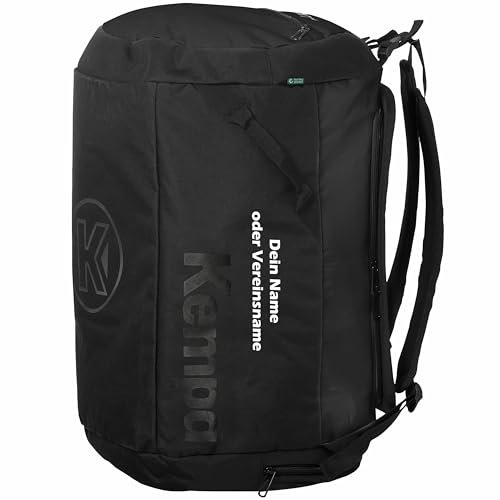 Kempa Sporttasche mit Rucksack-Funktion schwarz 60L mit Aufdruck Name