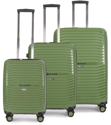 Stratic Bright+ Hartschalen-Koffer Trolley Koffer-Set Reisekoffer, wasserabweisend, 4 Rollen, erweiterbar, TSA-Schloss (Größe S,M,L,Olive)