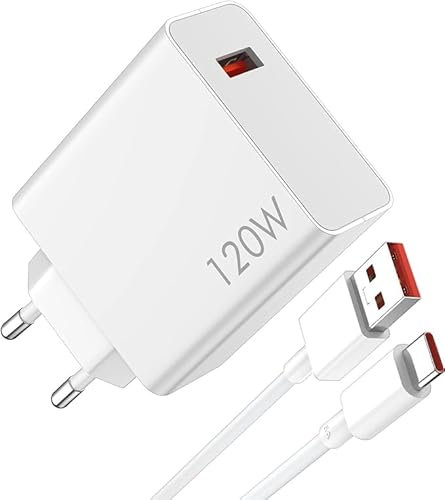 Xiaomi Cargador 120W Fast Wall Charger Con Cable Tipo C 1M - Carga Rápida Para Xiaomi 13 12 12t 12s Pro Lite Redmi Note K60 K50 11 11s 12 Plus Poco F5 X5 F4 X4 GT Black Shark 3 4 5