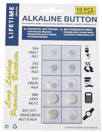 TQUXNGA 10 Pièces Assortis Piles Bouton AG4 1.55 V 3 V Piles Bouton AG4 Mixtes Adaptées À Divers Appareils Électroniques
