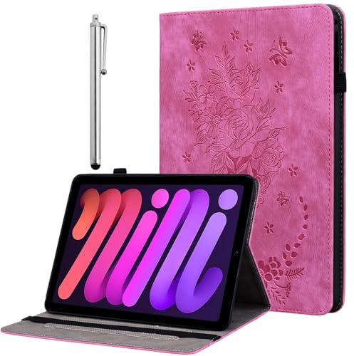 KEDBBAO Hülle für iPad mini 7 Hülle 2024 A17 Pro, iPad mini 6 Hülle 2021, 8,3 Zoll, Multi-Winkel Schutzhülle PU Leder mit Stifthalter und Auto Schlaf/Wach Kompatibel mit iPad mini 7 Hülle, Rose