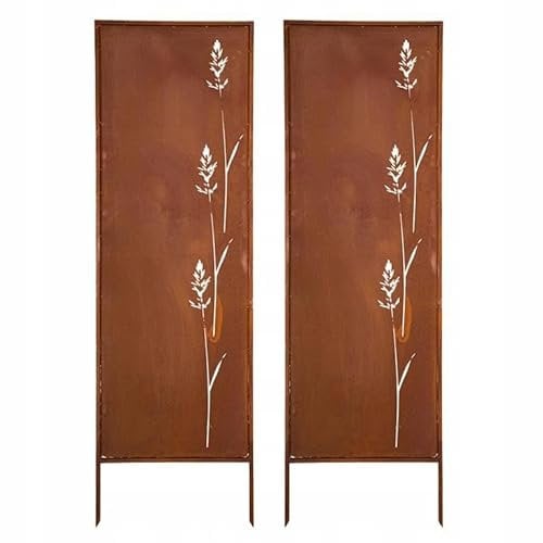 Kapaga - Paravent Métal 2x - 160 cm x 50 cm - Corten - Effet Rouillé Paravent pour Jardin - Élément de Paravent - Mur de Protection - Décoration de Jardin - Clôture - Rouille (Bambou)