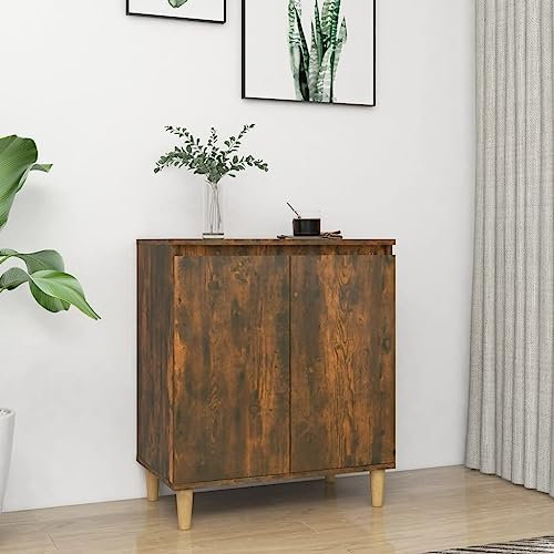 Myheimly Sideboard mit Massivholz-Beinen 60x35x70 cm - Komodenschrank für Wohnzimmer & Küche - Räuchereiche