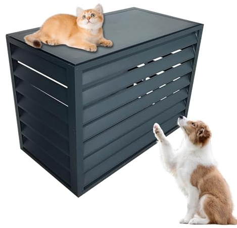 LKPMGOA Aluminum Ac Unit Covers Outdoor, Privacy Screens Fence Panels for Air Conditioners Trash Bins, Isolate Pets, Fallen Leaves, Anti-theft(Gray,110cm)