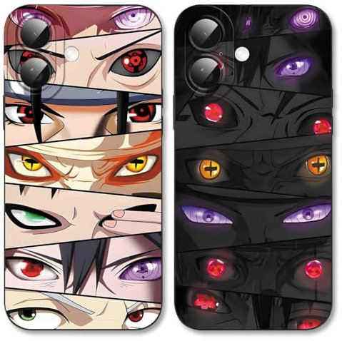 2 Pack Phone Case For iPhone 16 6.1'', Japan Anime Kakashi Uchiha Itachi Sasuke Sakura Gaara Uzumaki Cartoon Pattern Characters Shockproof Soft Design Full lens Protection Cover for Children Boy Girl