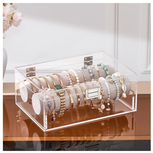 Lolalet Porte Bracelet Acrylique, Boîte Rangement Bracelet Montre, Anti Poussière