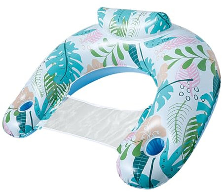 115x85cm Colchoneta Piscina Adultos Hinchables para Piscina, Flotadores Piscina, Hamaca De Agua, Colchonetas Inflables Piscina, Hinchable Hamaca, Tumbona Hinchable Piscina, con 2 Portavasos