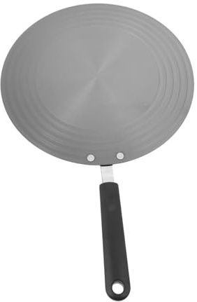 Gatuida Placa de Conducción de Calor Redonda 28 Cm X 3 Mm de Acero con Mango Negro, Difusor Térmico Antideslizante para Cocinas de Gas E Inducción, Bandeja de Descongelación para Uso Doméstico