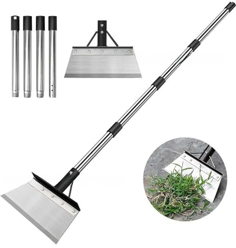 Asixxsix Pelle de Nettoyage de Jardin, Pelle à Plat en Acier Lourd avec Poignée Réglable de 63 , Grattoir de Sol, Outil de Bêche Extérieur pour la Bordure de la Pelouse, Grattoir à