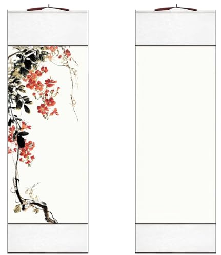 2 Stück Pergament-Rolle, 95 x 32 cm, chinesische Kalligrafie-Rolle | leere Papierrolle, Pergament zum Aufhängen, Xuan-Rollen, Wandreispapier, zum Schreiben, Zeichnen (weiß)