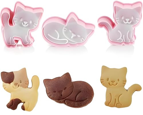 3PCS Ausstechformen Katze,Katzes Keksausstecher Kunststoff,keksausstechers | Ausstechformen Katze Kunststoff,Tierform,DIY Fondant Plätzchen Ausstecher Keksschneider für Geburtstag Party Dekoration