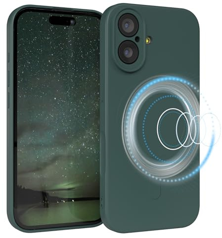 EAZY CASE - Silikonhülle magnetisch für iPhone 17 Hülle Silikon Grün weich stoßfeste Magnet Handyhülle Schutzhülle mit Kameraschutz Dünn Schutz Cover TPU Bumper in Piniengrün