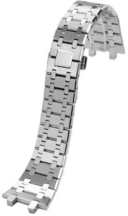 CAWEUER Feines Stahlarmband, kompatibel mit AP 15400 26331 15500 Audemars Piguet Royal Oak Strap Herren, silbernes Edelstahlarmband, 26 mm, 28