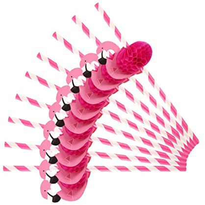 Flamingo Straws|24Pcs Paper Straws Flamingo Drinking for Cocktail Hawaiian Luau Parties Decorations