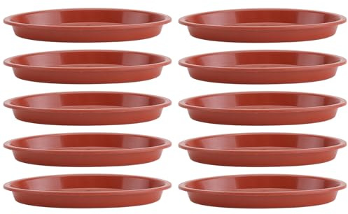WRITWAA 10 Stück Ovale Pflanztopf Untersetzer aus Robustem Kunststoff Rot Blumentopf Unterlagen für Garten und Balkon