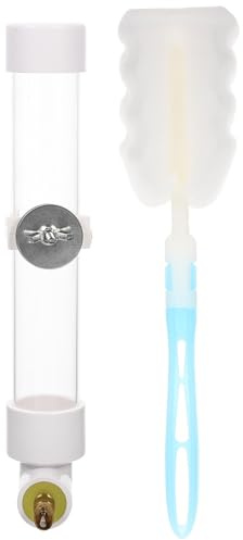 Mikikit Vogelkäfig Installieren Kunststoff zu aus Spritzwassergeschützt Weiß Leicht 130ml Automatischer Wasserspender Hängende Wasserflasche für Papageien und Kleine Vögel