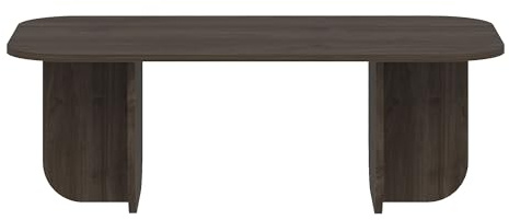 Hanah Home Modern Walnut Coffee Table, 120 x 60 x 41.4 cm | 100% Melamine Coated Particle Board, 18 mm Thick | Stylish & Functional for Living Room Decor
