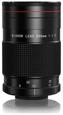 Compatible con Canon, Lente Teleobjetivo Reflex MF 500mm F7.5 | Alcance de teleobjetivo de 500 mm, diseño de lente de espejo, control de enfoque manual, estructura compacta
