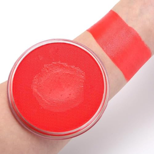 Peinture Pour Le Visage Fluorescente, Pour Le Corps, Facile A Nettoyer, Application Douce, Non Toxique, Peinture UV Neon Rouge Fluorescent Pour Halloween Et
