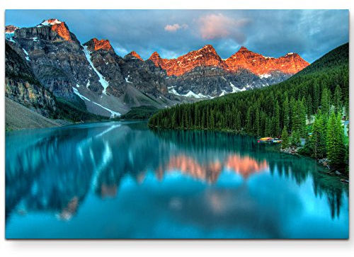 Paul Sinus Art Leinwandbilder | Bilder Leinwand 120x80cm Moraine See im Banff-Nationalpark – Kanada