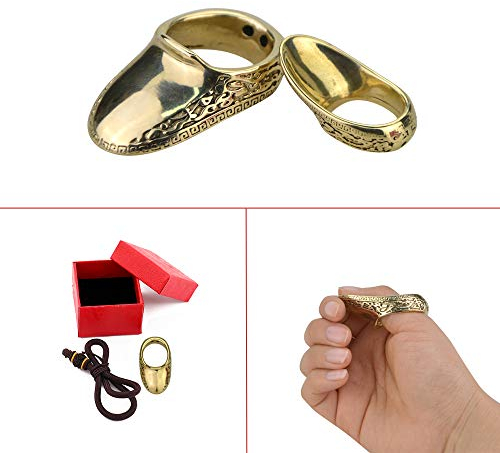 MILAEM Handgefertigte traditionelle Messing Handgelenk Bogenschießen Daumen Ring Fingerschutz für Übung und Schießen (22#)