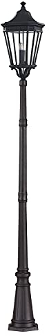 Licht-Erlebnisse Nostalgie Gartenleuchte Schwarz Aluminium 257cm hoch Rustikal CHARLES Antike Lampen Straßenlaterne