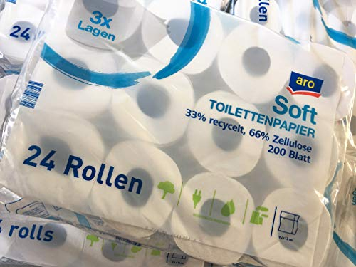 Shop of Wonder │ Toilettenpapier Klopapier WC Papier │ 3-lagig │ 72 Rollen a 200 Blatt │ hochweißes Papier mit 33% Anteil recyceltem Papier