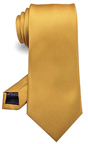 JEMYGINS 3.15 Gold Tie Wedding Business Silk Necktie for Men (8cm)