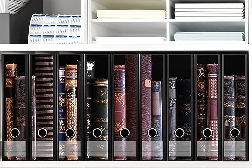 Wallario Ordnerrücken Sticker: Bücherregal mit Alten Büchern - Größe 54 x 30 cm, passend für 9 breite Ordnerrücken