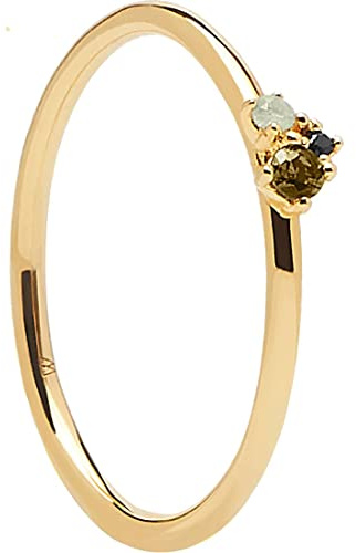 P D PAOLA 925 Sterling Zilveren Goudkleurige Atelier Lime Blush Ring AN01-194-10 (Maat: 16)