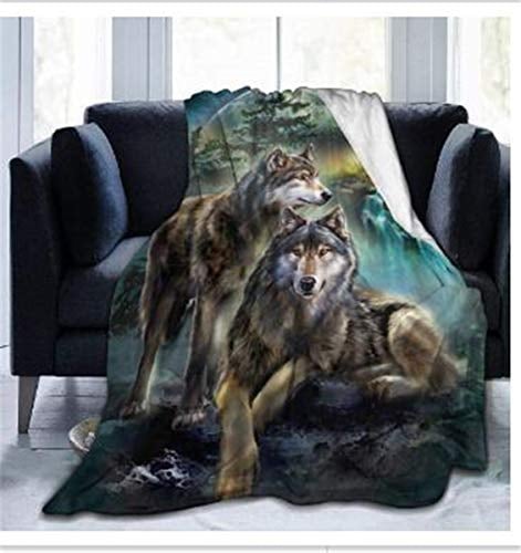 FANSU Kuscheldecke Flauschig 150x220 cm- XL Wohn Kuscheldecken mit Wolf Motiv Fleecedecke Weich und Warme, 3D Wohndecke Flanell Fluffy Blanket als Sofadecke Tagesdecke