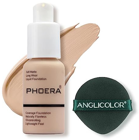 Face Foundation,Liquid Foundation,Foundation Full Coverage Long Lasting Perfect 30ml Matte Oil-Control Concealer 6 Colors Optional,Great Choice and Gift (#102 Nude, 30ml)