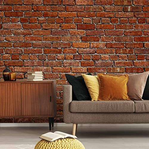 Wallepic Vlies Fototapete Wand Stein Steinoptik Mauer Ziegel 416 x 290 Moderne Tapete XXL Rot Dekor 3D Wohnzimmer Schlafzimmer Büro Flur Wandtapete Mehrfarbig Abstrakt Br. 416 cm x Hö. 290 cm