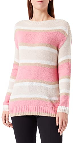 GERRY WEBER Damen 871017-35706 Pullover, Lila/Pink/Ecru/Weiss Ringel, 42