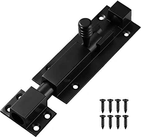Rusoz Gate Bolt 4 Inch Heavy Duty Door Lock,Durable Slide Bolt for Increasing Security on Window Moving Sliding Door Bathroom Doors,Black
