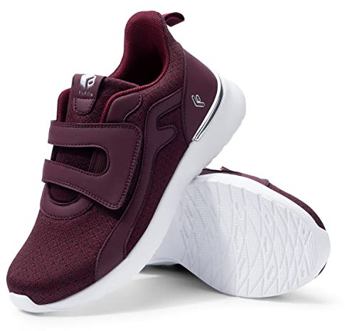 FitVille Zapatillas de Caminar con Velcro Anchos Zapatos Deportes Transpirables para Mujeres Zapatos Deportivos Ligeros para Aliviar el Dolor en Pies 35.5 EU Ancho