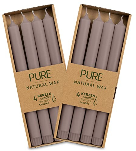 100% PURE NATURAL Stabkerze Haushaltskerze nachhaltig Natürliches Wachs 25 cm 10h RAL Germany ohne Duft Ökokerze Biokerze (Natur)