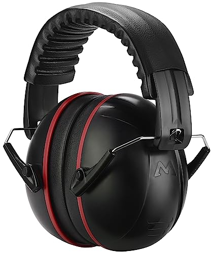 ProCase Casque Anti Bruit Pliable Réglable Confortable, avec Une Atténuation de SNR 34dB, Serre-tête Souple pour Milieu Bruyant ou Stressant, pour Adulte Enfant- Noir Rouge