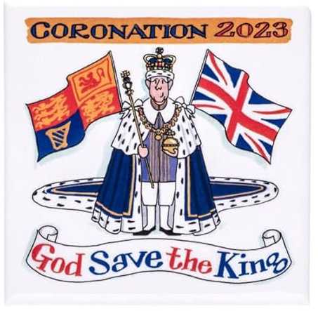 Kühlschrankmagnet mit Aufschrift King Charles III, Rot, Weiß und Blau