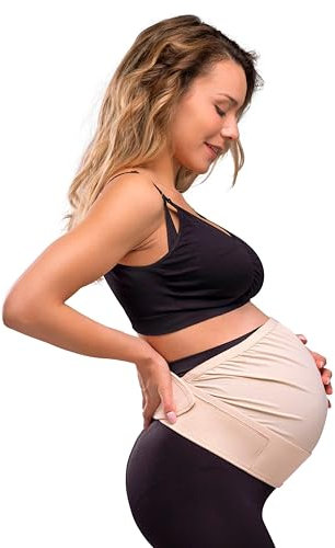 Carriwell Ceinture de Soutien Grossesse Deluxe Réglable | Ceinture de Soutien Abdominale Élastique & Respirante | Soulage les Douleurs Lombaires | Confortable, S’adapte à l’Évolution du Ventre | S/M