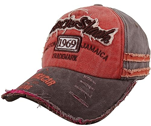 Alsino Unisex Baseball Cap BlackRebel im Retro Vintage Used-Look Größenverstellbar aus 100% Baumwolle, Motiv wählen:Cap-275 grau rot